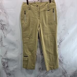 Jamie Sadock Pants Womens 6 Tan Khaki High Rise Nylon Ripstop Golf Crop Capri